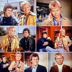 many different pictures of men in jackets and ties, with one man holding a camera