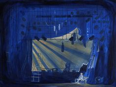 an image of a stage scene painted with acrylic paint