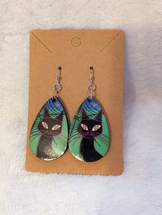 Halloween Black Cat Earrings Halloween Cat Ears Earrings For Pierced Ears, Black Cat Ears Earrings For Halloween, Halloween Cat Design Earrings With Cat Ears, Black Cat Design Earrings For Halloween, Cute Black Cat Design Earrings, Novelty Black Halloween Earrings, Black Cat Earrings, Black Cat Halloween, Halloween Earrings