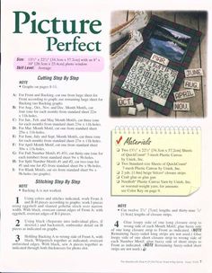 an article in the magazine features pictures and instructions on how to make a cross stitch project