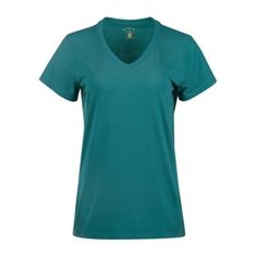 Stay cozy and comfy throughout the day with the Blue Mountain Women's Short Sleeve V-neck T-Shirt. It is a premium quality tee made from a blend of cotton and spandex knit jersey fabric for breathability, flexibility, and all day comfort. This tee has a straight hem for every day wear and a V-neck design that's perfect for layering, making this shirt a closet staple. Comfortable and soft finish knit jersey 95% cotton 5% spandex Extra stretch Casual short sleeve tee shirt features a V-neck Tagles