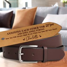 Personalized Wedding Anniversary Leather Belt, Father's Day Gifts, Funny Gift for Husband, Anniversary Gift, Custom Engraved Name Belt   Product Details: - Material Excellence: Crafted from top-quality PU leather, our belt offers a soft, smooth texture that feels comfortable against the skin. Known for its durability, this leather retains its shape and appearance over time. - Sturdy Single-Loop Buckle: The belt features a robust metal buckle that not only enhances its elegant look but also ensur Gift For Husband Anniversary, Husband Anniversary Gift, Husband Anniversary, Funny Gifts For Dad, Gift For Husband, Father's Day Gifts, Elegant Look, Gifts For Husband, Custom Engraving