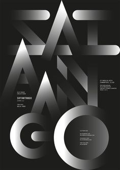 an abstract poster with black and white text