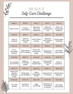 30 Day Mental Wellness Challenge, Mental Reset Day, Monthly Activities Calendar, 31 Day Self Care Challenge, 30 Day Reset Challenge, Schedule Self Care, Self Care Calendar, Ways To Improve Mental Health, 30 Day Self Care Challenge