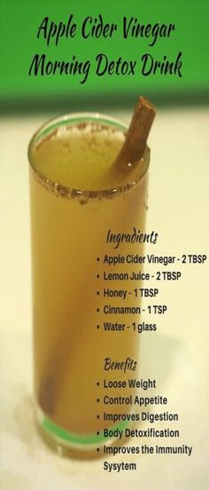 Morning Detox Drink, Apple Cider Vinegar Morning, Vinegar Drinks, Full Body Detox, Body Detoxification, Apple Cider Vinegar Drink, Baking Soda Beauty Uses, Apple Cider Benefits, Smoothie Detox