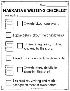 the writing checklist for kids to use on their own worksheet, which includes two