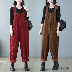 Lasaky - Corduroy Overalls in Washed Finish Overalls Winter, Overalls Vintage, Retro Pants, Vintage Jumpsuit, Jumpsuit Casual, Corduroy Overalls, Wrap Pants, Pant Length, Casual Jumpsuit