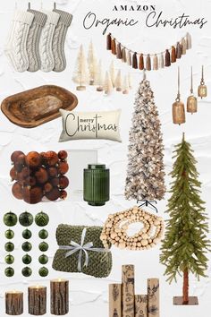 Amazon mood board for neutral christmas decor Modern Lodge Christmas Decor, Organic Mood Board Interior, Earth Toned Christmas Decor, Organic Neutral Christmas Decor, Green Brown And Cream Christmas Decor, Classy Modern Christmas Tree, Neutral Minimalist Decor, Brown And Cream Christmas Decor, Green White And Tan Christmas