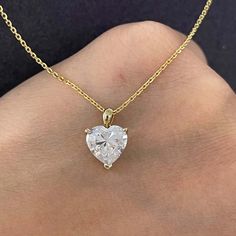 1.0 TCW Heart Moissanite Diamond Solitaire Necklace - crownmoissanite Solitaire Necklace, Heart Shaped Necklace, Diamond Solitaire Necklace, Solitaire Necklaces, Metal Material, Moissanite Diamonds, Gold Yellow, Diamond Solitaire, Gold Rose