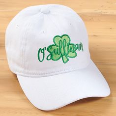 * Embroidered with any name * Choose from multiple thread colors * Thread color shown in emerald green  * Perfect for any sport or activity * Adjustable closure * Fits hat sizes 6 5/8 - 7 3/8 * 100% cotton twill white hat * Hand wash only * Imported The My Lucky St. Patrick's Day Personalized Baseball Cap lets you walk around with pride during the St. Patrick's Day festivities. Perfect for partying on St Patrick's Day and all year round! Green Flat Bill Dad Hat With Embroidered Logo, Green Six-panel Hats For Baseball Season, Green Six-panel Baseball Season Hat, Green Baseball Cap With Embroidered Logo For Sports, Green Hat With Embroidered Logo For Baseball Season, Green Hat With Embroidered Logo For Baseball, Green Hats With Embroidered Logo, One Size, Green Baseball Cap For Baseball Season, Green Hats With Embroidered Logo