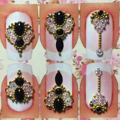 Nail Designs With Jewels, Nail Bling, Bling Ideas, Diy Xmas Gifts, Nail Art Designs Diy