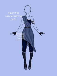 a woman in a blue dress with her hands on her hips and the words water tribe casual / training adult