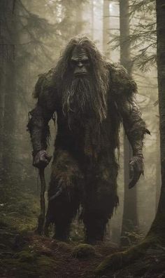 a bigfoot standing in the middle of a forest