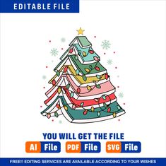 a christmas tree with lights on it and the words you will get the file at file