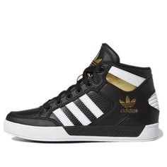 adidas originals Hard Court High J 'Black Gold' FV5732 (SNKR/Cozy/Skate/Women's/Wear-resistant) Adidas Logo Sporty Lace-up High-top Sneakers, Adidas High-top Skate Shoes With Logo, High-top Synthetic Skate Shoes With Three Stripes, Black High-top Skate Shoes With Three Stripes, Sporty High-top Lace-up Sneakers With Three Stripes, Adidas Logo Sporty High-top Lace-up Sneakers, Black High-top Sneakers With Three Stripes Branding, Adidas High-top Sneakers With Three Stripes, Sporty Adidas High-top Synthetic Sneakers