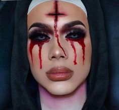 Nun Halloween Costume, Nun Halloween, Halloweenský Makeup, Creepy Halloween Costumes, Holloween Makeup, Creepy Halloween Makeup, Halloween Makeup Pretty, Halloween Makeup Ideas, Cool Halloween Makeup