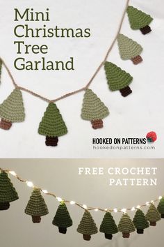 crochet christmas tree garland with free pattern