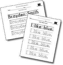 two worksheets with the words like blue and bradley smith written in black ink