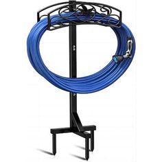 a blue hose is attached to a black stand