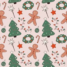 Christmas Day Elements Fabric - ineedfabric.com Christmas Fabric Pattern, Christmas Wigits, Christmas Designs Pattern, Christmas Day Aesthetic, Christmas Prints And Patterns, Christmas Paper Decorations, Christmas Textiles, Cute Christmas Pattern, Seamless Prints