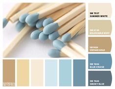 blue and beige color palette with matchesticks