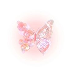 a pink and white butterfly sitting on top of flowers