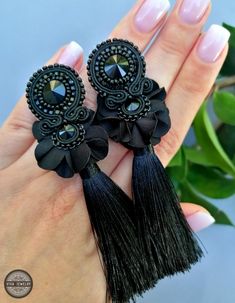 Soutache earrings. Black color. Comfortable. Soutache Earrings, Earrings Black, Lithuania, Jewelry Earrings Studs, Halloween Shopping, Black Color, Etsy Earrings, Beauty Book, Jewelry Earrings