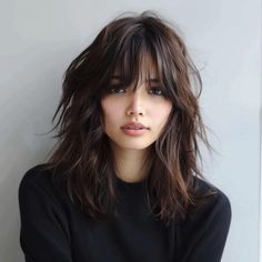 Midi Haircut With Bangs, Shoulder Length Wolf Cut With Bangs, Medium Length Haircuts With Bangs, Midi Haircut, Short Locks, Medium Length Haircuts, Frilly Socks, Medium Length Hairstyles, Fringe Bangs