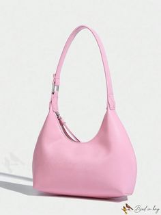 BirdinBag - Stylish Pink Minimalist Hobo Bag with Small Zipper ÃÂ¢ÃÂÃÂ A Fashionable Must-have! Solid Color Tote Baguette Bag With Zipper Closure, Solid Color Baguette Tote Bag With Zipper Closure, Minimalist Shoulder Bag With Zipper And Double Handle, Zipper Closure Baguette Bag For Everyday Use, Pink Hobo Bag With Zipper For Everyday, Minimalist Hobo Bag With Zipper Closure, Minimalist Hobo Shoulder Bag With Zipper, Minimalist Hobo Bag With Zipper For Daily Use, Minimalist Hobo Shoulder Bag With Zipper Closure