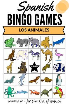 spanish game with animals and names for the animal species to be found in each region