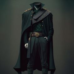 an image of a man dressed in green and wearing a coat with gold trims