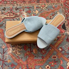 Francesca’s Denim Sandal Super Cute And Good Quality Never Worn Still In Box. Too Big On Me Denim Sandals, Women's Shoes Sandals, Good Quality, Shoes Sandals, Color Blue, Super Cute, Size 7, Women Shoes, Sandals