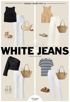 White Jeans Outfit Summer Classy, Outfit With White Jeans, White Jeans Outfit Summer, White Pants Outfit Summer, White Jeans Girls