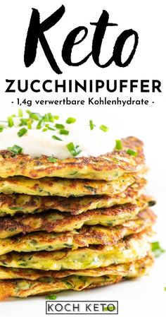 a stack of zucchini fritter on top of a white plate