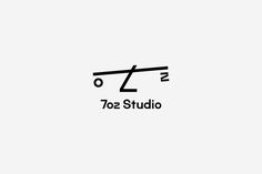 the logo for an art studio is shown in black and white, with a stylized design