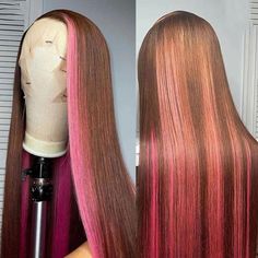 Best Quality Pink Highlights on Dark Brown Hair on Sale, 100% human hair, Minimal Shedding & No Tangle, Full and Thick. Fast Shipping, 3 to 7 days to arrive. Brown And Pink Sew In, Wigs With Color Highlights, Pink And Brown Hair Dye, Brown N Pink Hair, Wigs With Pink Highlights, Chocolate Brown Hair With Pink Highlights, Pink And Light Brown Hair Black Women, Brown Wig With Pink Highlights, Pink And Dark Brown Hair