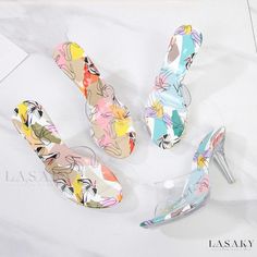 Lasaky - Wholesale Collection of Transparent Crystal High Heel Sandals with Open-Toe Design Gold Glitter Heels, Clear High Heels, Clear Sandals, Open Toe High Heels, Glitter Heels, Outdoor Fashion, Open Toe Sandals, Crystal Embellishment, Toe Designs