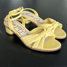 Sam Edelman Ladies 9.5 Open Toe Sandals . 1” Heel. Never Worn Yellow Sandals With Heel Strap And Round Toe, Yellow Synthetic Sandals With Heel Loop, Yellow Sandals With Heel Strap And Low Heel, Yellow Sandals With Low Heel And Heel Strap, Adjustable Sandals With Padded Heel And Round Toe, Casual Sandals With Padded Low Heel, Yellow Block Heel Sandals With Medium Width, Yellow Sandals With Medium Width And Block Heel, Yellow Block Heel Sandals Medium Width