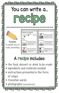 a recipe poster with the words you can write a recipe