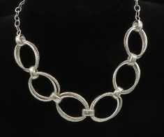 "925 Sterling Silver - Vintage Shiny Open Oval Link Chain Necklace - NE3731  Jewelry Type:         Necklace   Metal Type:            925 Silver  Metal Size:             20\" Length  1\" Height   Stone Type:            N/A  Condition:              N/A  Jewelry Weight:     30 Grams  PLEASE NOTE: THIS ITEM IS PRE-OWNED. ALTHOUGH MOST ITEMS ARE IN VERY GOOD CONDITION, SOME MAY NEED CLEANING AND/OR MINOR REPAIRS. WE MAKE A VERY STRONG EFFORT TO UPLOAD CLEAR PICTURES. PLEASE INSPECT ALL PICTURES AND ASK ALL QUESTIONS YOU MAY HAVE PRIOR TO MAKING A PURCHASE. NOT ALL STONES ARE GENUINE, SOME ARE ENHANCED OR CREATED." Sterling Silver Oval Link Chain Necklace For Anniversary, Oval Sterling Silver Chain Necklace, Silver Oval Chain Necklace For Formal Occasions, Silver Oval Chain Necklace, Silver Oval Chain Jewelry, Silver Oval Link Necklace For Anniversary, Oval Necklace With Sterling Silver Clasp, Clear Pictures, Link Chain Necklace