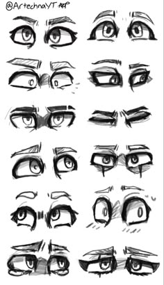 an image of different types of eyes and how to draw them with pencil on paper