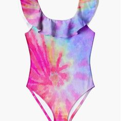 Nwt Stella Cove Pink Tie Dye Ruffled Swimsuit Sz 14 Playful Pink Ruffled Swimwear, Summer Pink Playful Bodysuit, Pink Stretch Bodysuit With Ruffles, Playful Pink Summer Bodysuit, Playful Pink Bodysuit For Summer, Playful Multicolor Swimwear With Ruffles, Pink Ruffled Straps Swimwear For Spring, Playful Multicolor Ruffled Swimwear, Fitted Pink Ruffled Bodysuit