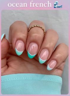 Preppy Nails, Teen Nails, Aqua Nails, Teal Nails, Broken Nails, Cute Simple Nails, Simple Gel Nails, Basic Nails, Girly Acrylic Nails