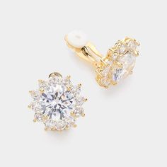 Size : 0.6" X 0.6" Clip On Cz Stone, Clip On, Clip On Earrings, Lowest Price, Gold Earrings, Apparel Accessories, On Sale, Stone, Gold