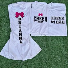 Unique Cheer Shirts, Varsity Tops For Cheerleading During Football Season, Varsity Tops For Cheerleading, Football Season, Varsity Style Top For Cheerleading And Football Season, Short Sleeve Team Name Tops For Cheerleading, Short Sleeve Cheerleading Top With Team Name, White Fan Apparel Tops For Cheerleading, White Sports Fan Top For Cheerleading, White Sporty Top For Cheerleading