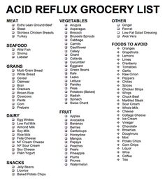 Acid Reflux & Heartburn Grocery List -OK to Eat Foods & Foods to Avoid Low Acid Diet, Acid Reflex, Low Fat Salads, Gerd Recipes, Reflux Recipes, Reflux Remedies, Bland Diet, Gerd Diet, Stop Acid Reflux