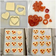 heart shaped pretzels are being made and then put in the oven for valentine's day