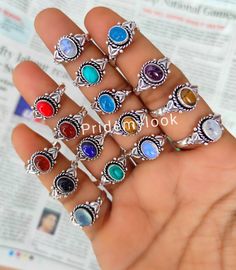 Welcome to PridemyLook ! Super Discount Offer Best Quality Sale! Wholesale Gemstone Rings Lot, Bulk Mixed Stone Rings for Women, Dainty Rings, Wholesale Jewelry, 925 Sterling Silver Plated Bulk Rings Metal: Brass Handmade Rings Size - 6 to 11 Us mix sizes 💕About us  We Are Manufacturers Of All Kind Of Jewelry For Bulk Purchase Kindly Contact Me Please Feel Free To Contact me For Any Query 💕Check Out Our Store's Collection 💕  www.pridemylook.com ♥♥ Thank You For Visiting Have A Great Day ♥♥ Adjustable Silver Stackable Rings With Stones, Silver Opal Ring With Stones, Silver Gemstones For Promise Ring, Silver Opal Ring With Stones As Gift, Natural Gemstone Ring, Zierlicher Ring, Handmade Rings, Dainty Ring, Multi Stone Ring