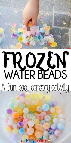 the frozen water beads are fun for kids to play with and learn how to use them