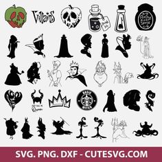 the silhouettes of various disney characters